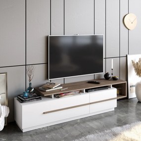 TV skrinka Pia - Walnut, White