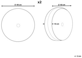 Sada 2 okrúhlych zamatových vankúšov so záhybmi ⌀ 40 cm modrozelená UDALA Beliani