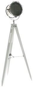 Dekorstudio Podlahová lampa TRIPOD na bielej trojnožke s chrómovaným tienidlom 153cm