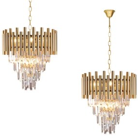 Luster Madison, 1x krištáľové/zlaté kovové tienidlo, (fi 45cm), g