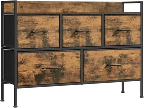 Komoda s látkovými zásuvkami Busman 02 vintage hnědá