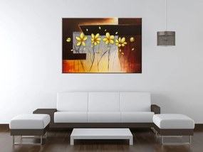 Gario Ručne maľovaný obraz Žlté kvietky Rozmery: 70 x 100 cm
