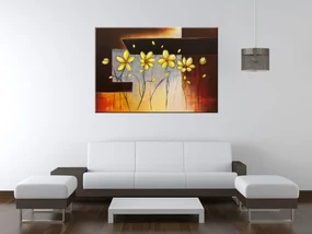 Gario Ručne maľovaný obraz Žlté kvietky Rozmery: 120 x 80 cm