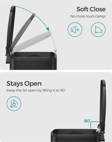 Kúpeľňový kôš, 6L malý odpadkový kôš, pedálový, čierny