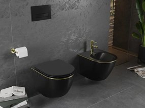 Mexen Lena, závesný bidet 480x370x325 mm, čierna matná - zlatý okraj, 35224875