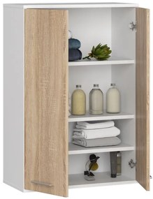 Kúpeľňová skrinka FIN H934 W64 2D biela / dub sonoma