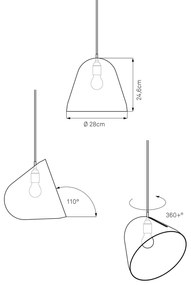 Nyta Tilt závesná lampa, kábel 3 m červená, sivá