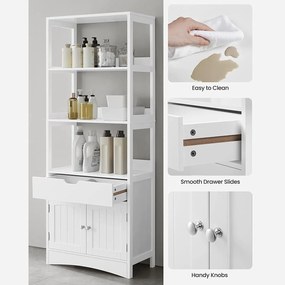 Kúpeľňová skrinka, vysoká skrinka s 3 otvorenými policami, biela farba