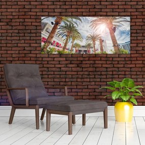 Obraz - palmy s bazénom (120x50 cm)