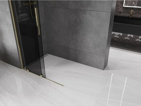 Mexen Velar, sprchová zástena s posuvnými dverami Walk-in 100 x 200 cm, 8mm šedé sklo, zlatá lesklá, 871-100-000-43-50