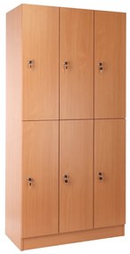 Drevená šatníková skrinka Visio - 6 boxov, 90 x 45 x 185 cm, cylindrický zámok, buk