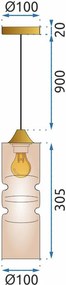 Toolight - závesná lampa E27 60W APP901-1CP, oranžová-zlatá, OSW-06673