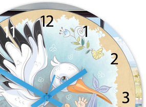 Dětské nástěnné hodiny Mirro Čáp 30 cm vícebarevné