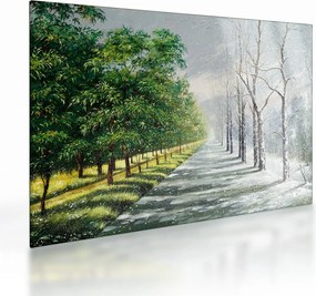 Sklenený obraz - Zima versus leto (70x50 cm)