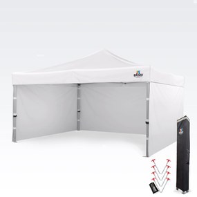 BRIMO Hliníkový promo stan 4x4 m ALU PREMIUM – 3 steny, HEX 45 mm - s 3 stenami - Biela 16