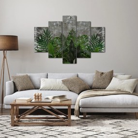 Obraz - Betónový múr s rastlinami (150x105 cm)