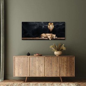 Obraz - Lev a levice v oblakoch (120x50 cm)