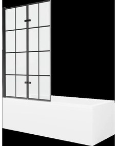 Mexen Cubik obdĺžniková vaňa 170 x 70 cm s obkladom a 2-krídlovou zástenou 100 cm, Čierny vzor - 550317070X9210027077