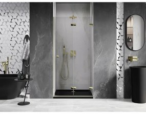 Mexen, Mexen Lunar-F pravé sklápacie sprchové dvere 65 cm, transparentné, zlaté - 836-065-000-50-00-P