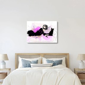 Obraz - Žena s čiernou mačkou (70x50 cm)
