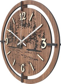 Drevené hodiny na stenu les 30 až 50 cm | NILSE: HDF - Javor 30 cm 4804-115436 HDF0702-ruky-silver