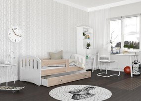 Detská posteľ so zásuvkou HAPPY - 160x80 cm - sonoma-biela