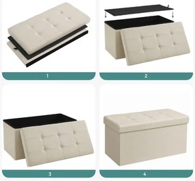 Taburet s úložným priestorom OTTOMAN 76x38 cm, krémový