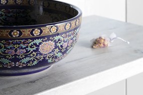 Sapho Sapho, PRIORI keramické umývadlo, priemer 41 cm, 15 cm, fialová s ornamentami, PI022