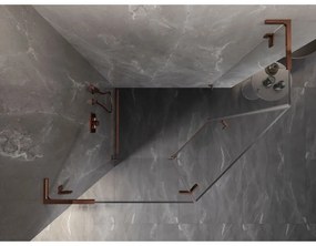 Mexen Lunar, L päťuholníkový sprchový kút naklápací doľava 90 x 80 cm, 8mm číre sklo, profil ružové zlato, 831L-090L-080P-60-00-L