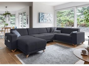 Antracitová rozkladacia/s úložným priestorom rohová pohovka (pravý roh/do tvaru "U") Classy Sophie – Miuform