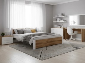 Posteľ IKAROS 140 x 200 cm, dub artisan/biela Rošt: Bez roštu, Matrac: Matrac Deluxe 10 cm