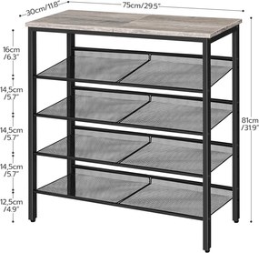 Botník Vasagle Melas 81 cm černý/šedý