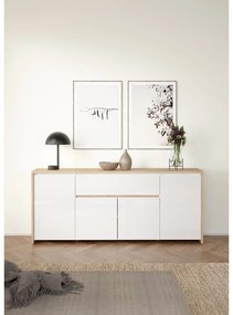 Biela/v prírodnej farbe komoda v dekore duba 197x84x48 cm Next – Tvilum