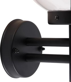 Vonkajšia nástenná lampa čierna s čírym sklom vrátane snímača pohybu - Sfera