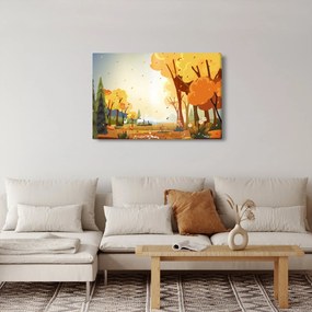 Obraz - Jesenná krajina, ilustrácie (90x60 cm)
