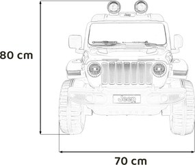 Ramiz Jeep Wrangler Rubicon batéria pre deti Červená + diaľkové ovládanie + MP3 LED rádio + EVA kolesá