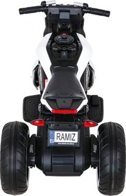 Ramiz Detský motocykel na batérie Future Biela + audio panel + pomalý štart + EVA kolesá
