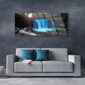 Obraz plexi Slnko vodopád príroda 125x50 cm