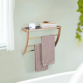 Tmavo prírodný nástenný drevený držiak na uteráky Fondi – Wenko