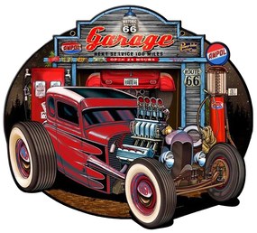 Nástenná kovová ceduľa Route 66 - Garage - 50*1*43 cm