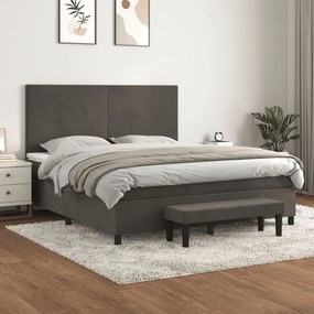 Posteľný rám boxspring s matracom tmavosivý 160x200 cm zamat 3137732