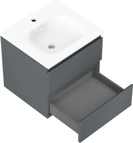 Mexen Orio, kúpeľňová skrinka 50 cm s umývadlom Vela, 2 zásuvky, grafitová matná/biela matná, 91A10-05047-2-BFF66-W23M01