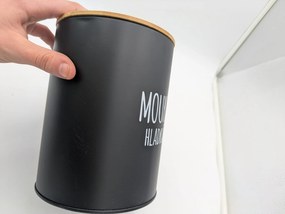 Orion 2. akosť - Plechová dóza na potraviny, čierna, s bambusovým vekom, 2,3l, HLADKÁ MÚKA