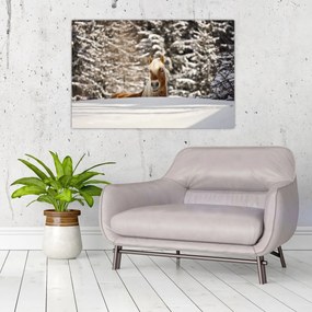 Obraz - Kôň v zimnej krajine (90x60 cm)