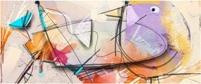 Obraz - Abstrakcia, vtáčik (120x50 cm)