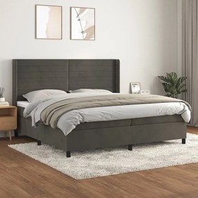 Posteľný rám boxspring s matracom tmavosivý 200x200 cm zamat 3132760