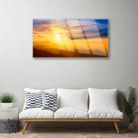 Skleneny obraz Hory slnko mraky príroda 140x70 cm