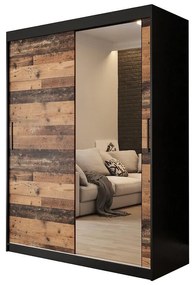 Skriňa Old Wood T2 150 Čierna/Old Style/zrkadlo