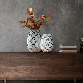 KERAMICKÁ VÁZA SAELA 20X10X26 CM STRIEBORNÁ