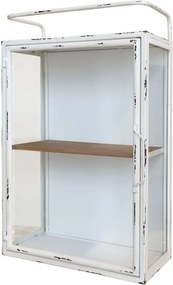 Krémová antik nástenná kovová skrinka s dvierkami Venni - 35*18*56 cm